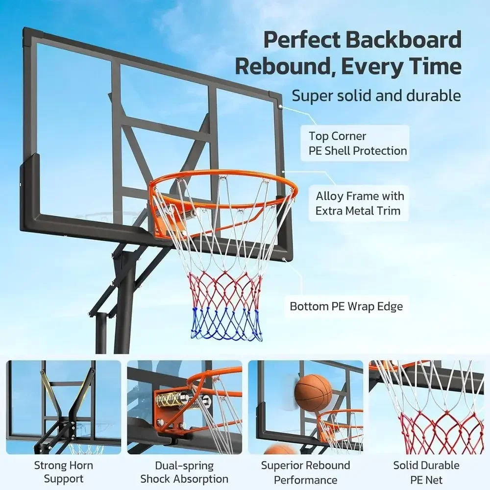 휴대용 야외 농구 골대, 44/48인치 백보드, 코트, - Basketball Hoop 리뷰 및 가격
